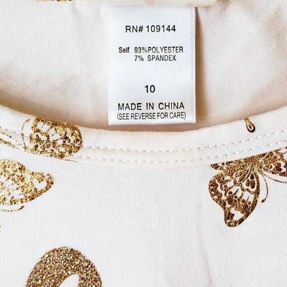 Jenna & Jessie LILY BLEU Big Girls Love Tie Front Gold Butterflies Top in Ivory - Picture 6 of 13